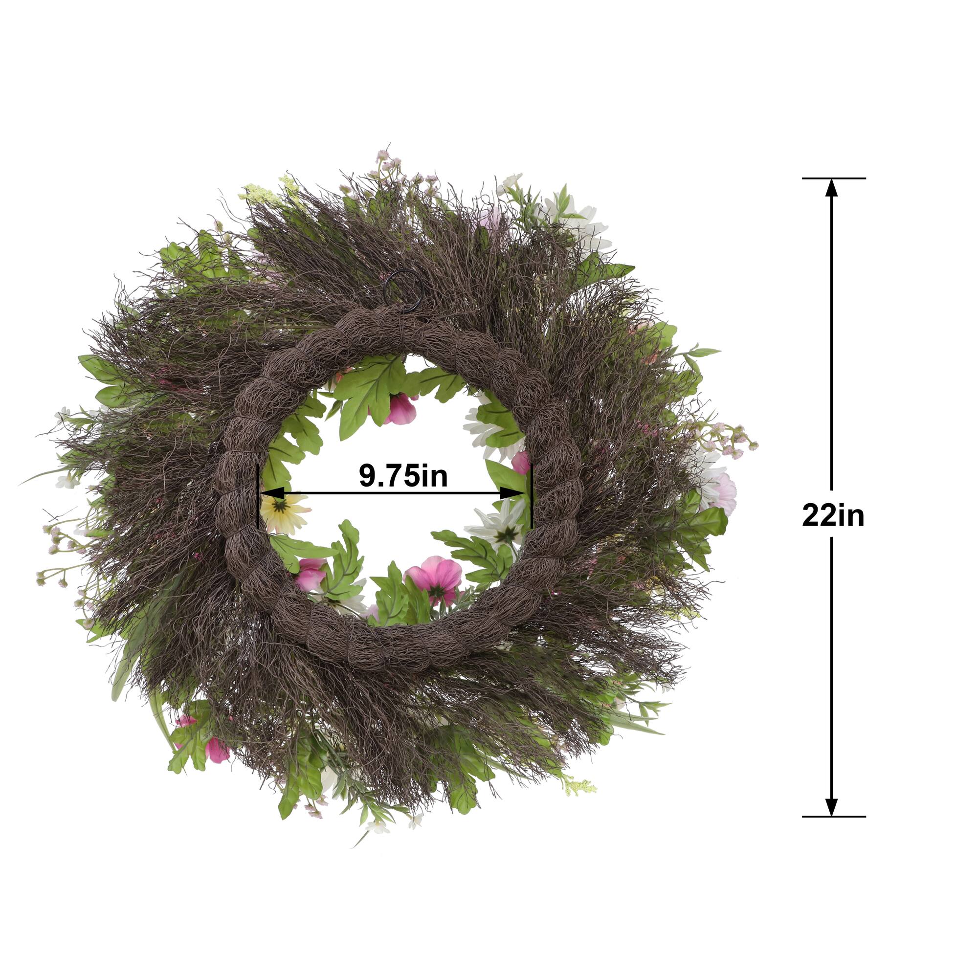 22" Pink, Cream & Yellow Daisy & Butterfly Mix Wreath by Ashland®